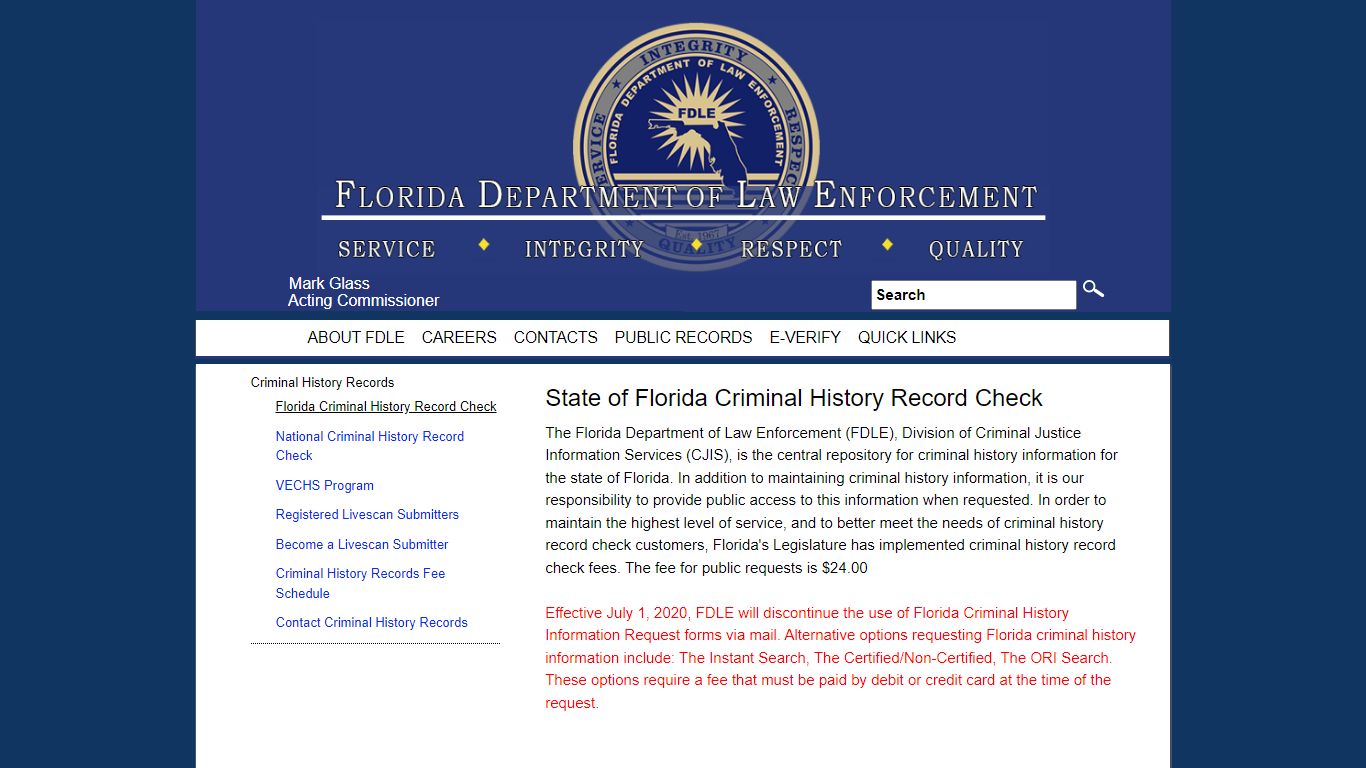 Florida Criminal History Record Check